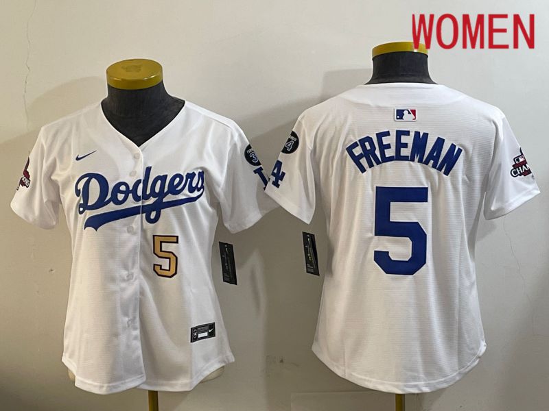 Women Los Angeles Dodgers #5 Freeman White Game 2024 Nike MLB Jersey style 12096